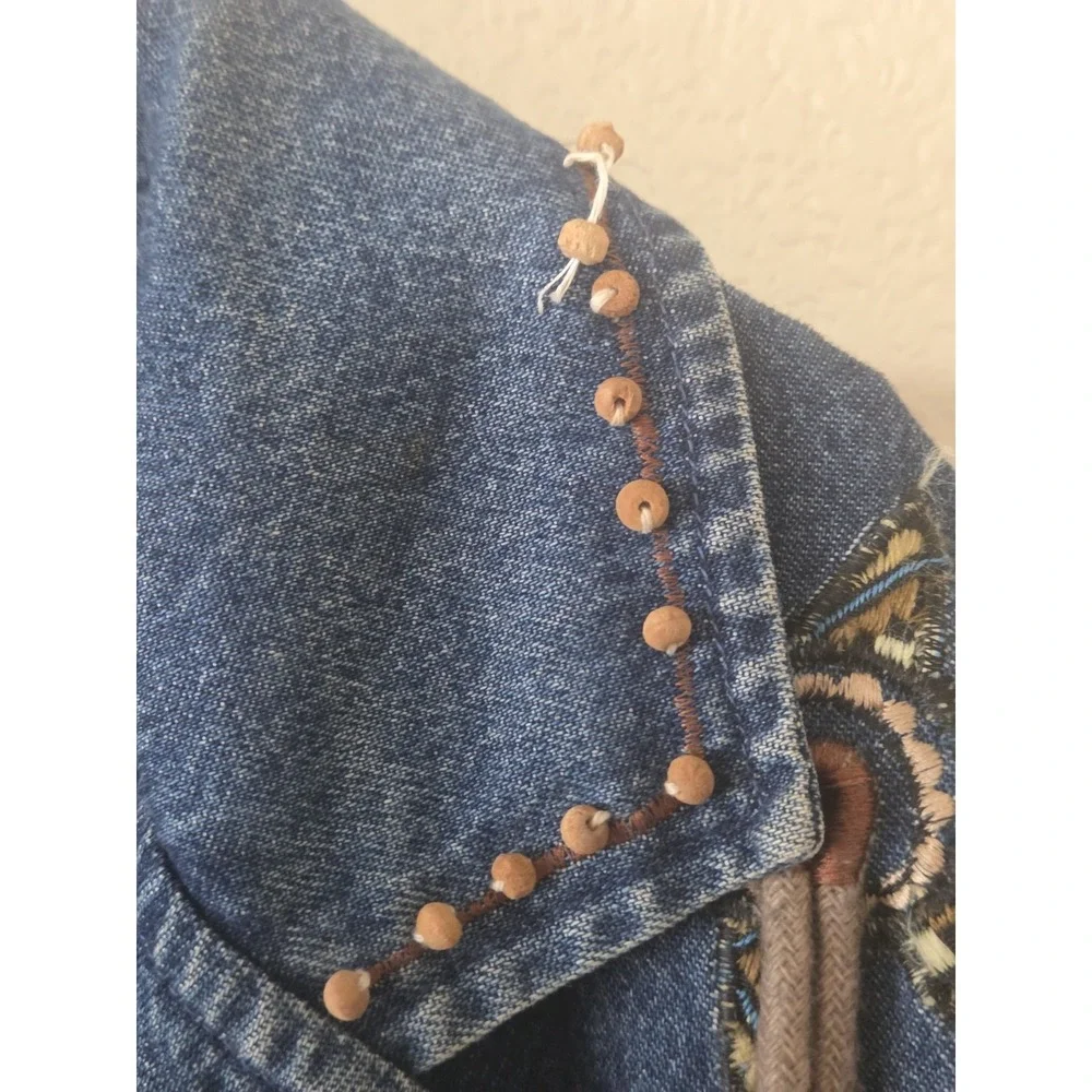 Vintage 90s 220 Hickory Womens  Denim Southwest Aztec Jacket Western Size Large